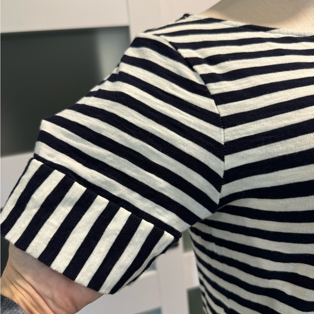 BODEN women’s size 4 short sleeve cotton striped shirt dress in white and navy - Picture 6 of 11